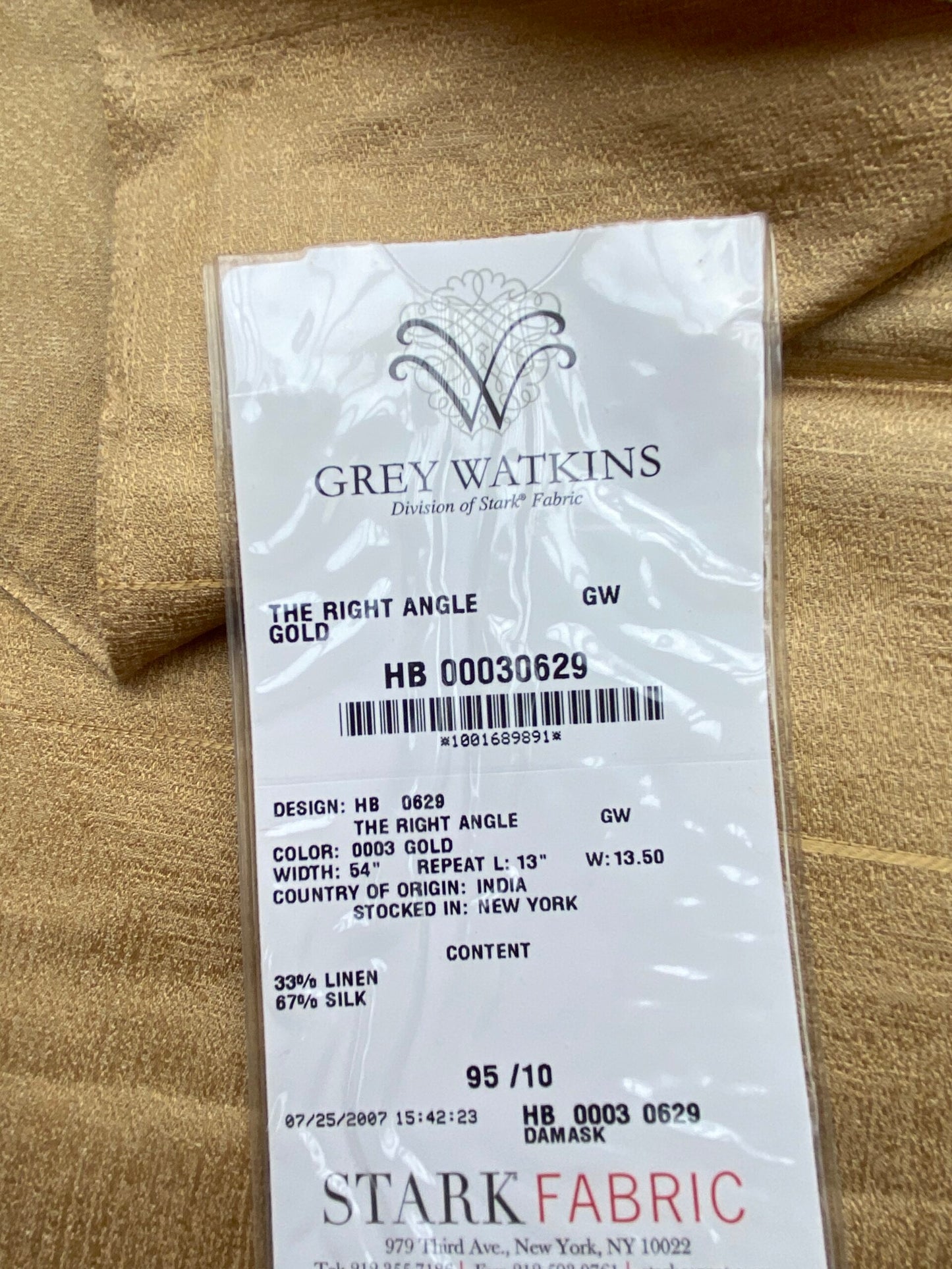 33 Berkbox71 Scalamandre Square Silk The Right Angle Gold Geometric MSRP USD264/y