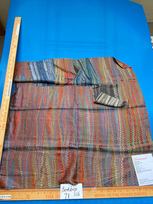 34 Berkbox71 Scalamandre Square Silk Ebru Silk Weave Jewel Marbled Paper Silk Jacquard Texture Orange MSRP USD 424/y