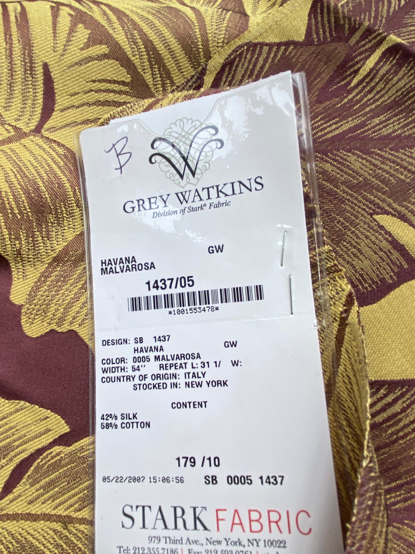 38 Berkbox71 Scalamandre Square Silk Grey Watkins Havana Malvarosa Leaves Foliage Malvarosa Purple Gold Tropical MSRP USD 412/y