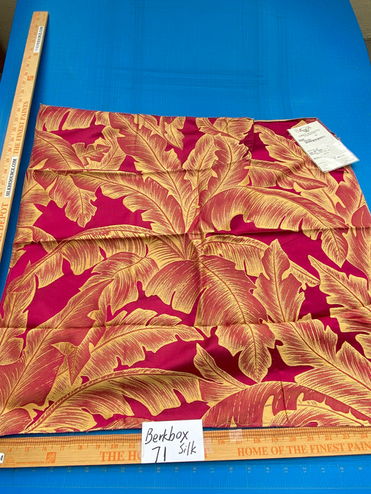 40 Berkbox71 Scalamandre Square Silk Grey Watkins Havana Cremisi Leaves Foliage Malvarosa Purple Gold Tropical MSRP USD 412/y