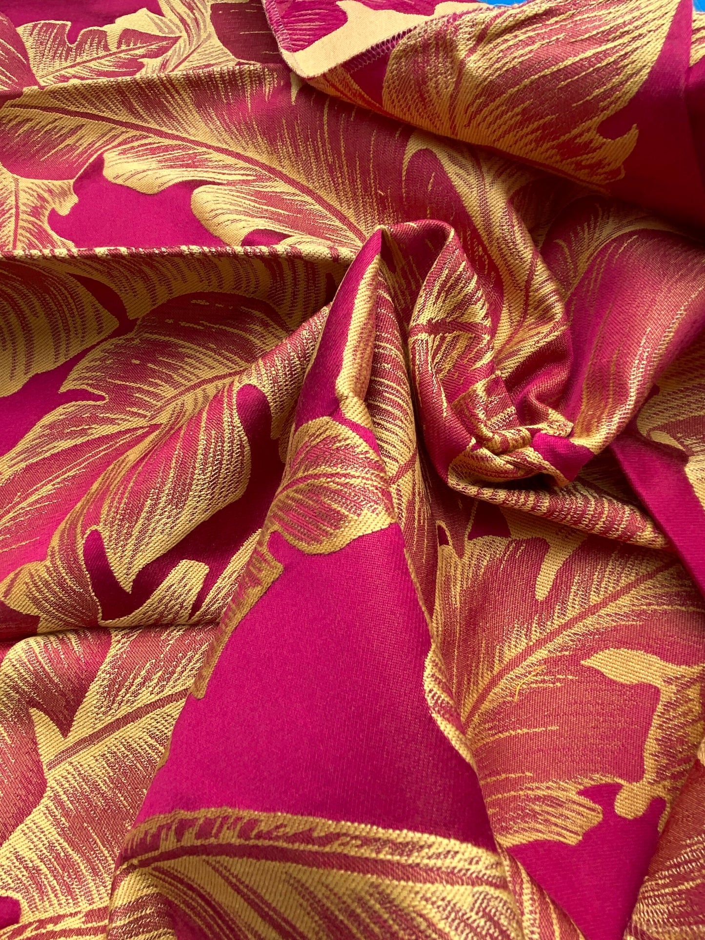 40 Berkbox71 Scalamandre Square Silk Grey Watkins Havana Cremisi Leaves Foliage Malvarosa Purple Gold Tropical MSRP USD 412/y