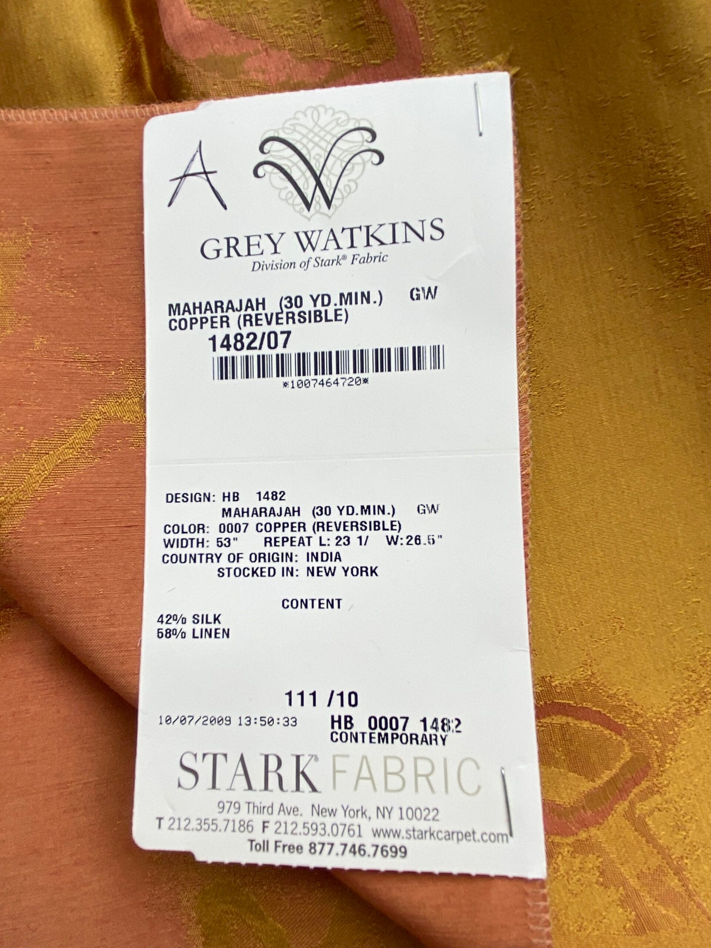 45 Berkbox71 Scalamandre Square Silk Grey Watkins Maharajah Copper Reversible Orange Contemporary MSRP USD 348/y