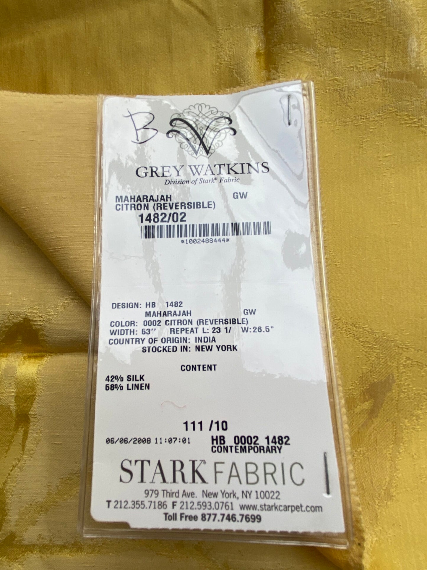 52 Berkbox71 Scalamandre Square Silk Grey Watkins Maharajah Citrun Reversible Yellow Contemporary MSRP USD 348/y