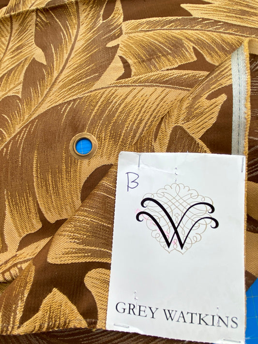 56 Berkbox71 Scalamandre Square Silk by Grey Watkins Havana Cacao Tropical Foliage Brown MSRP USD 412/y