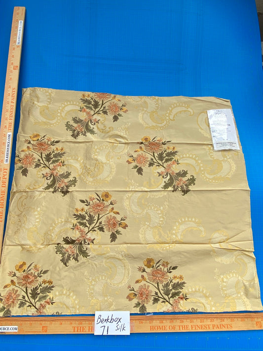 57 Berkbox71 Scalamandre Square Silk by Old World Weavers Lissandra Gold Apricot Viscose Embroidery Floral MSRP USD 300+/y