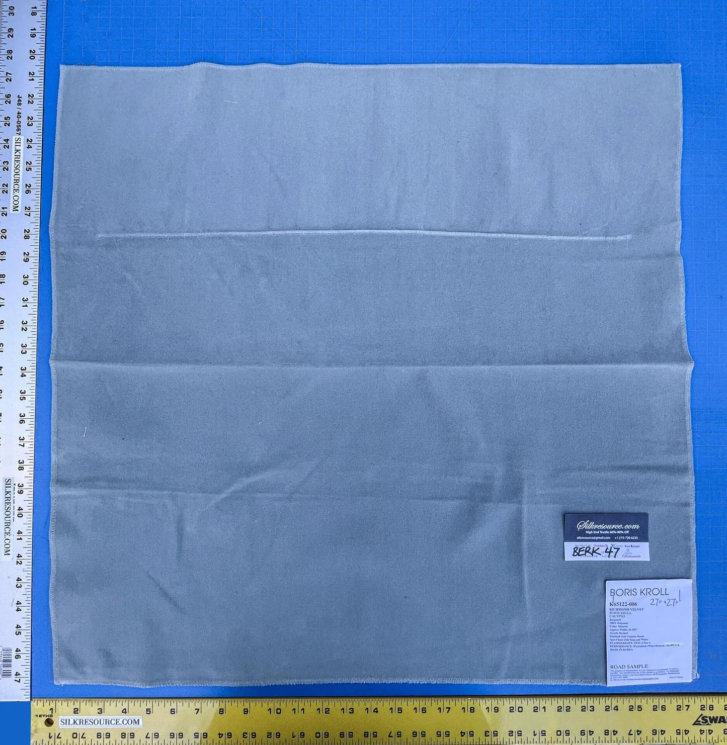 14 Berkbox47 27″x 27″ Square Boris Kroll Richmond Velvet Mineral 100% Polyester Gray