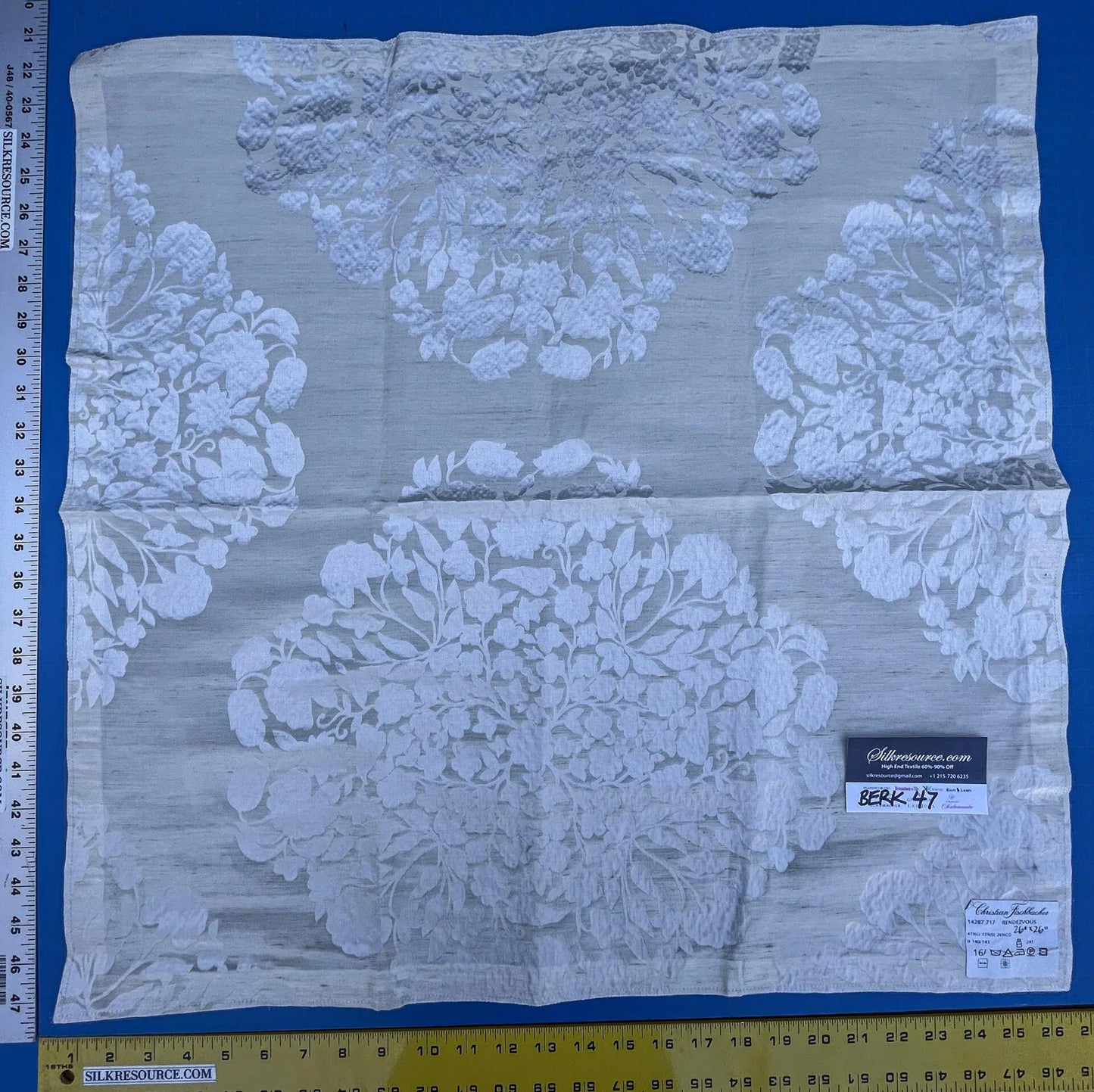 20 Berkbox47 26″x 26″ Square Christian Fischbacher Rendezvous White Floral