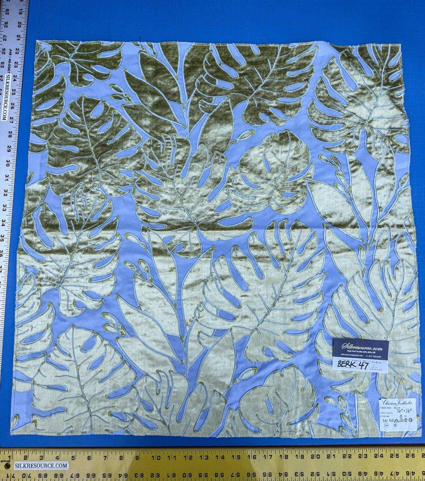 26 Berkbox47 26″x 26″ Square Scalamandre Christian Fischbacher SELVA Tropical Green Blue