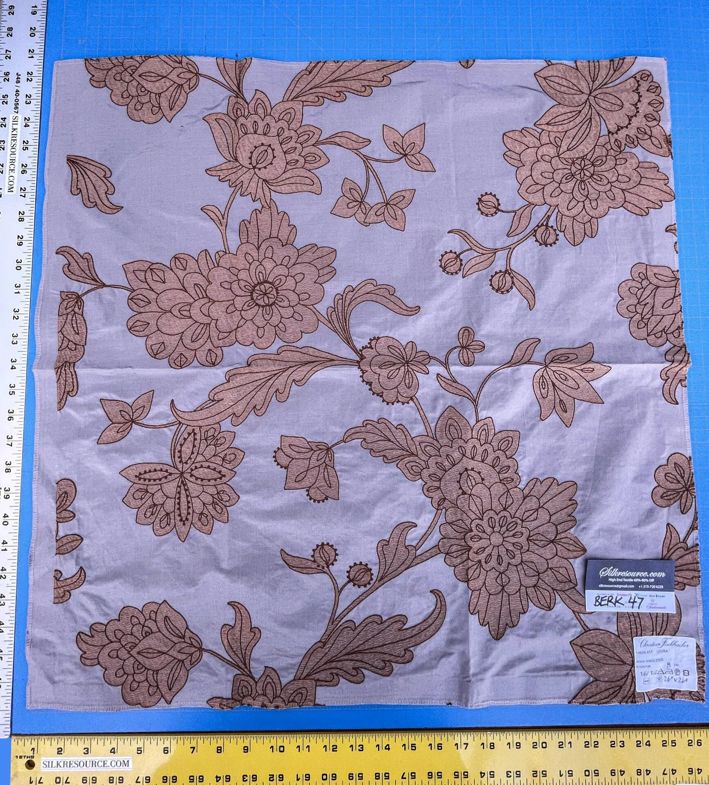 28 Berkbox47 26″x 26″ Square Scalamandre Christian Fischbacher LEORA Botanical Foliage Pink