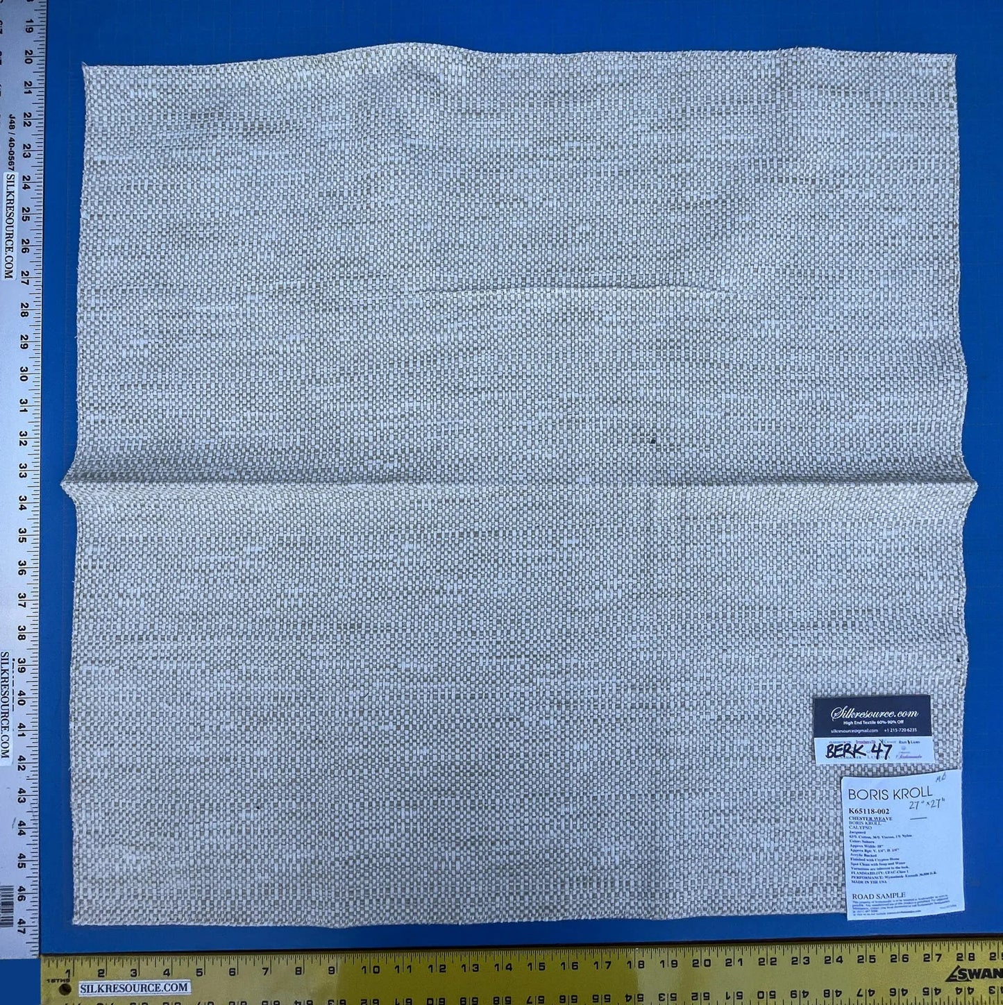 31 Berkbox47 27″x 27″ Square Scalamandre Boris Kroll Chester Weave Sahara Jacquard White Beige