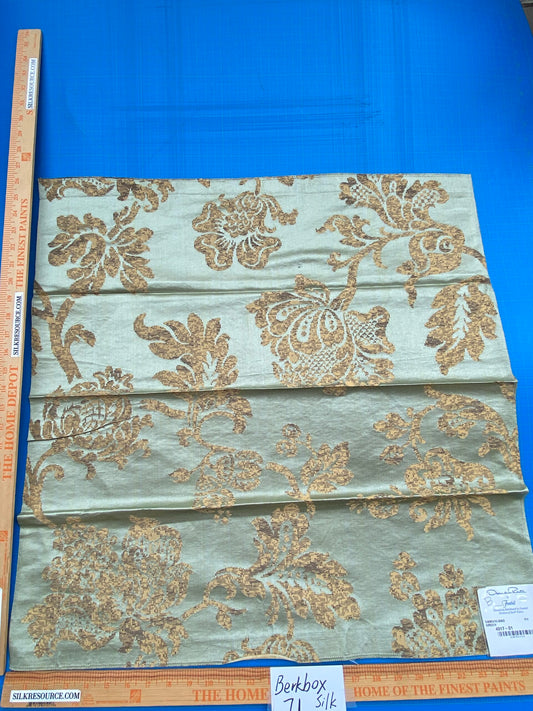 70 Berkbox71 Square Silk by Fonthill Samarcand Green Copper Gold Silk Damask MSRP USD 412/y
