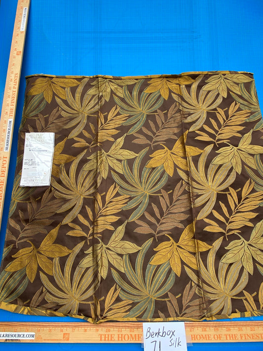 73 Berkbox71 Scalamandre Square Silk by Old World Weavers Sylvain Espresso Brown Silk Lampas MSRP USD 300+/y