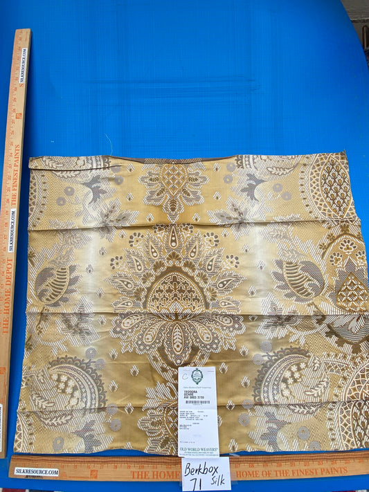 76 Berkbox71 Scalamandre Square Silk by Old World Weavers Teodora Ochre Gold Silk Damask Renaissance ArtichokeTraditional Damask MSRP USD 338/Y