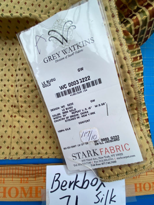 77 Berkbox71 Scalamandre Square Silk by Grey Watkins Le Bijou Gold Small Jacquard Yellow Small Scale MSRP USD 300+/Y