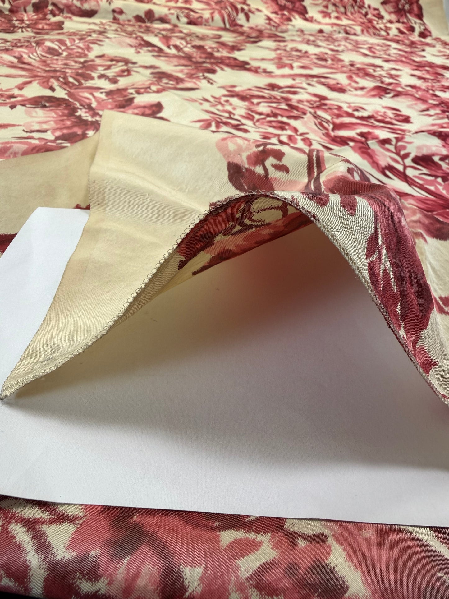 1.3 yards Scalamandre Tassinari & Chatel Lamballe Rose Red White Silk Warp Print Floral Print Historical Circa 1778 MSRP USD 2022/yard