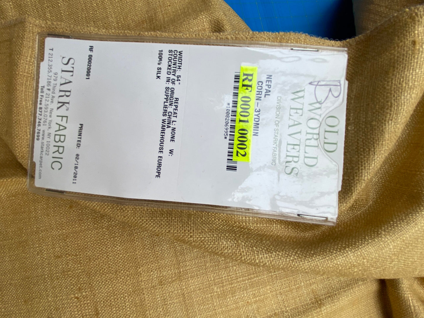 82 Berkbox71 Scalamandre Square Silk by Old World Weavers Nepal Corn Yellow Solid 1.1yd x 25" MSRP USD 310/y