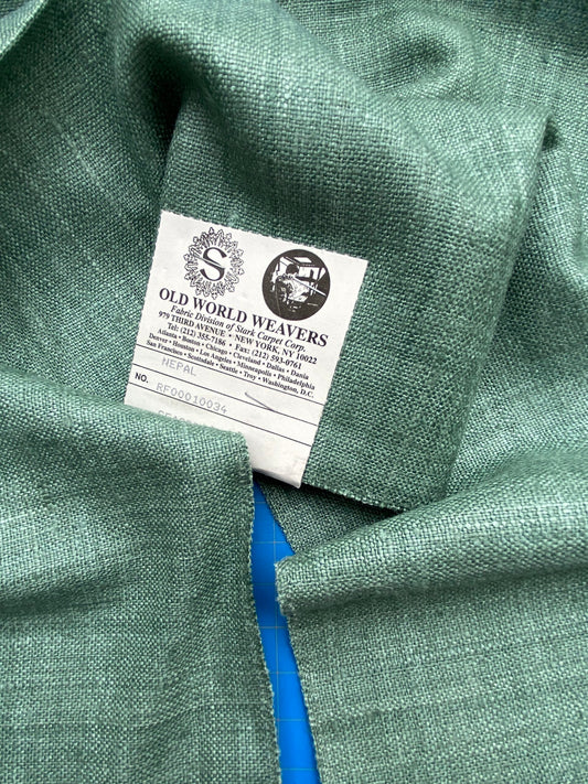 83 Berkbox71 Scalamandre Square Silk by Old World Weavers Nepal Seaspray Green Solid 12" x 25" MSRP USD 310/y