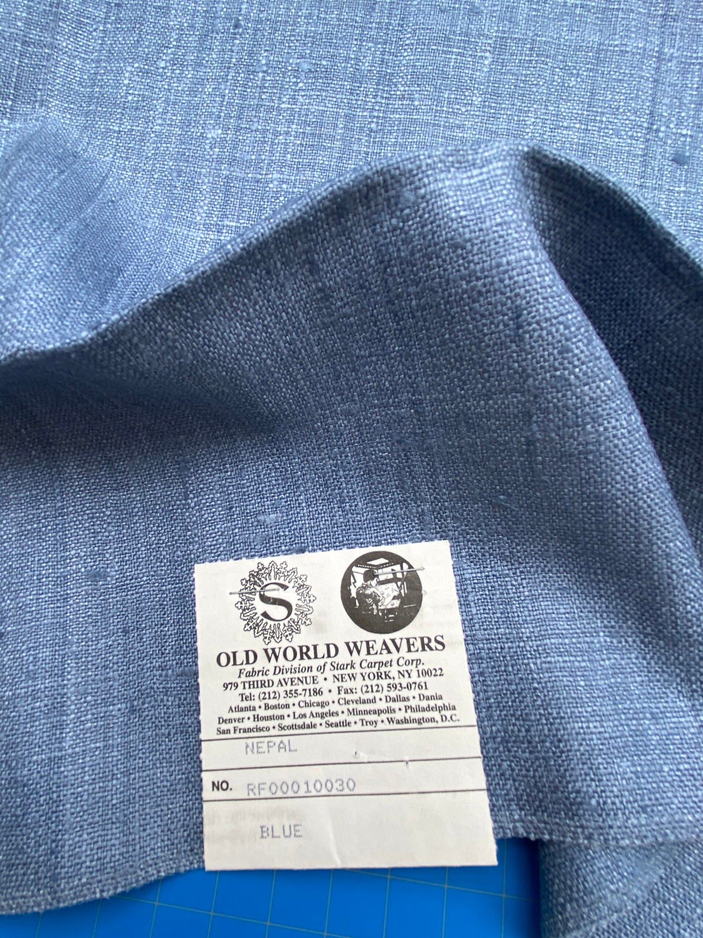 84 Berkbox71 Scalamandre Square Silk by Old World Weavers Nepal Blue Solid 12" x 25" MSRP USD 310/y