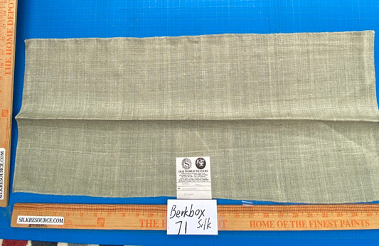 85 Berkbox71 Scalamandre Square Silk by Old World Weavers Nepal Celadon Beige Solid 12" x 25" MSRP USD 310/y