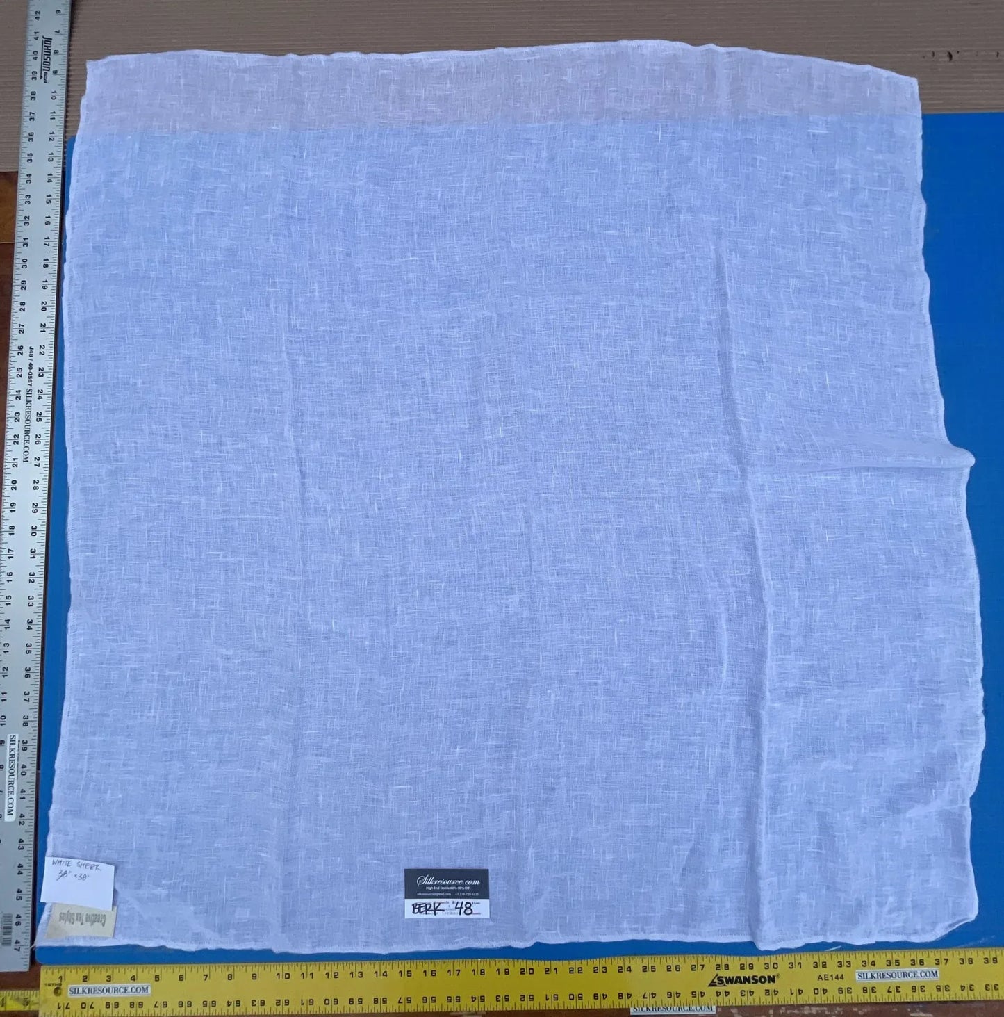 1 Berkbox48 38″x 38″ Square Scalamandre White Sheer Plain Solid Texture