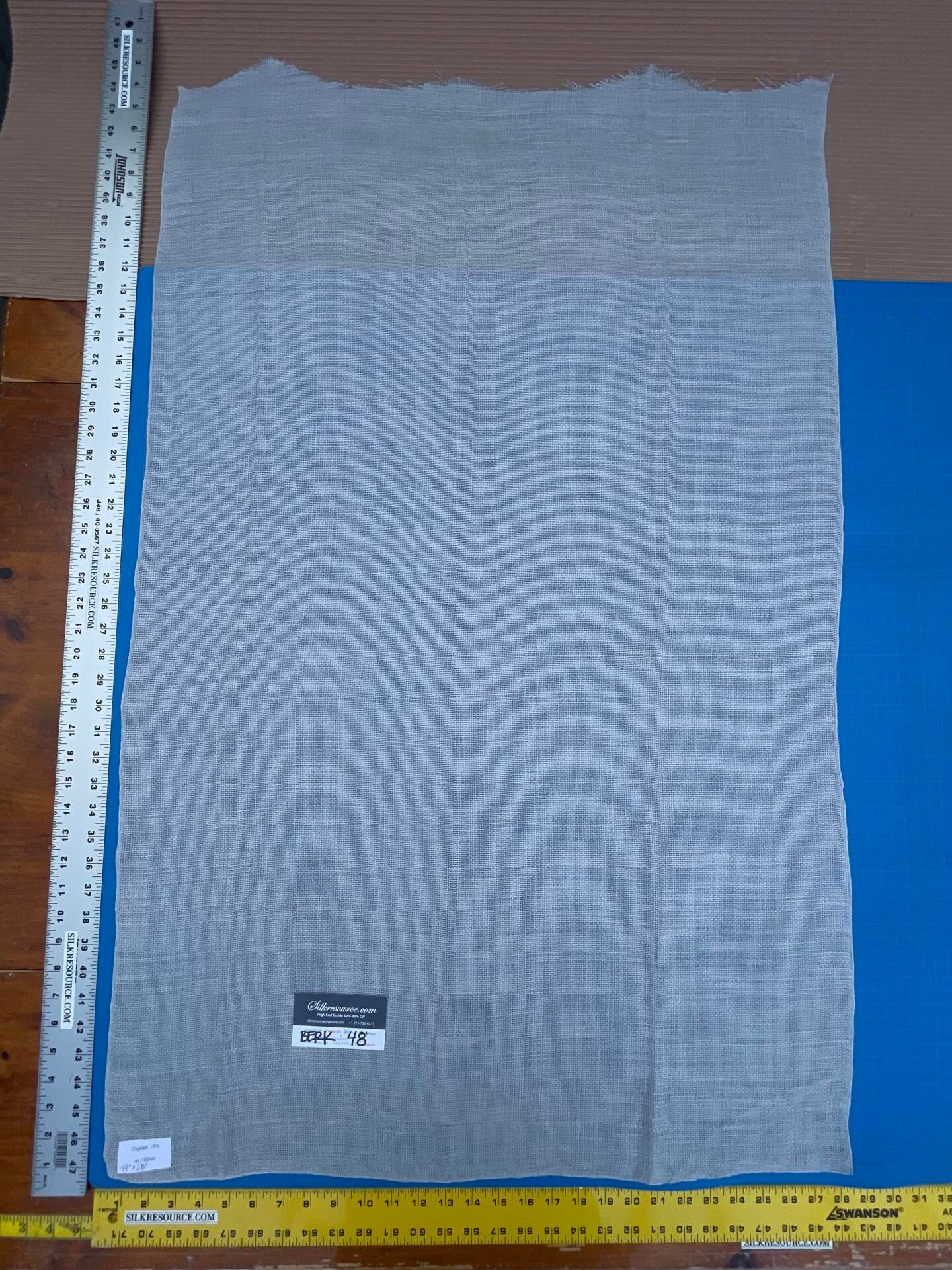 6 Berkbox48 43″x 28″ Scalamandre Caprice Silver Light Gray Sheer Solid Texture