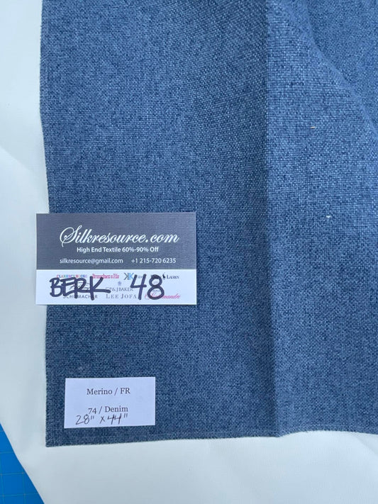 7 Berkbox48 44″x 28″ Scalamandre Merino Denim Blue Plain Solid Texture