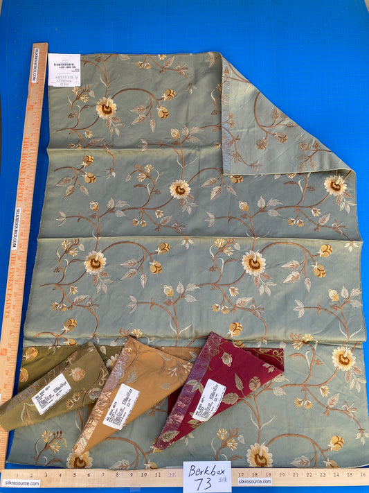 19 Berkbox73 Square Silk by Old World Weavers Benares Aqua Silk Embroidery 36"x 26" MSRP USD 250/y