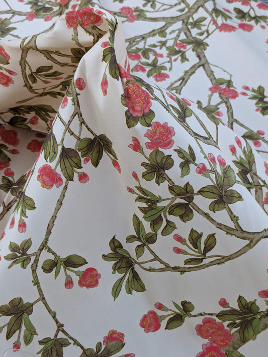 Old World Weavers Knollwood Coral Pear Silk Print - Spring Pink Green