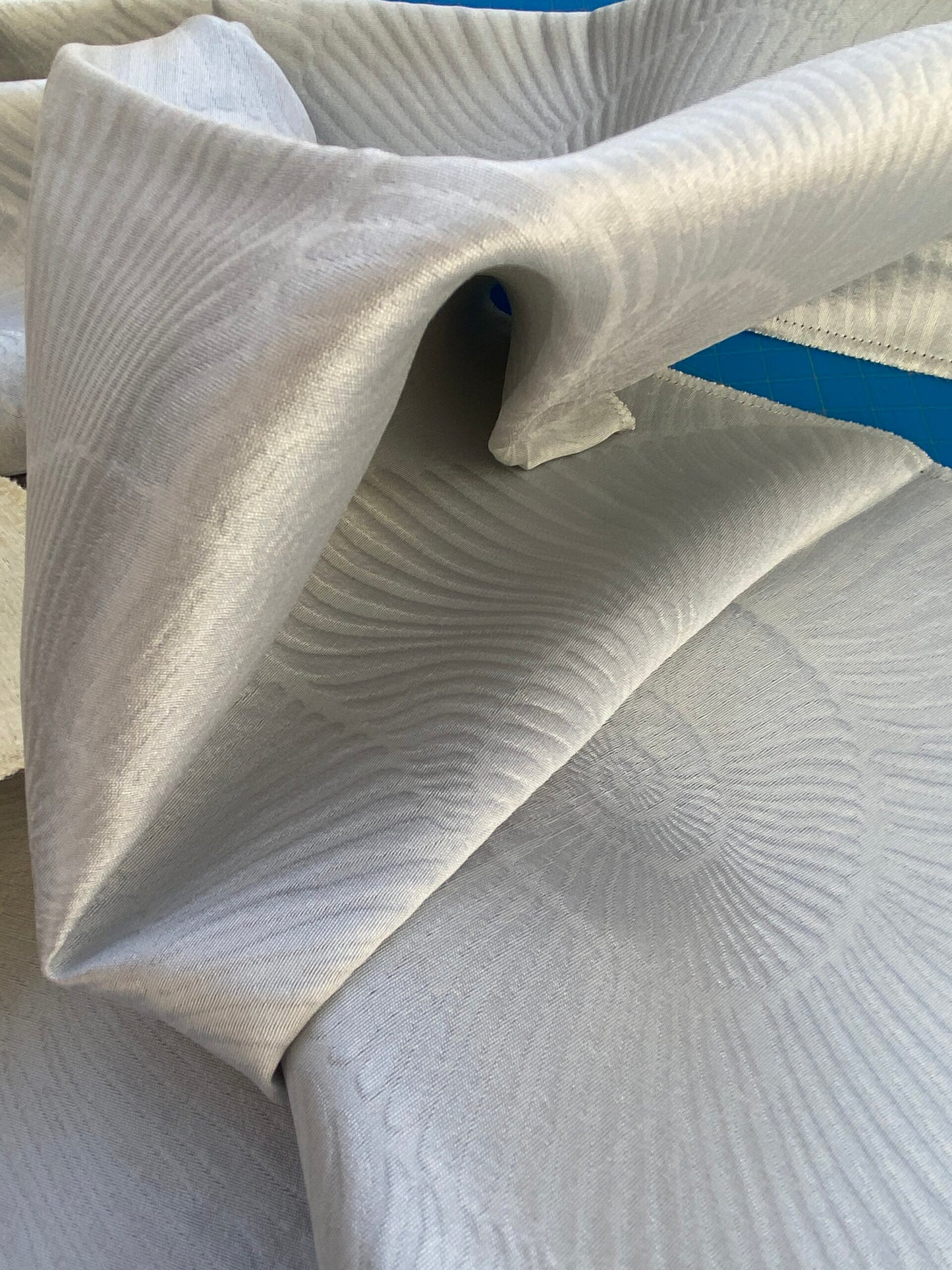 31 Berkbox73 Square Silk by Old World Weavers Nautilo Blue Veil Jacquard, Bird , Animal/ocean Blue 32"x26" MSRP USD 302/y