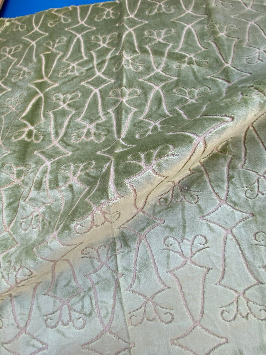 1 Berkbox74 Square Velvet by Old World Weavers Princess Aida Bamboo Green Cut Velvet Silky MSRP USD 228/Y