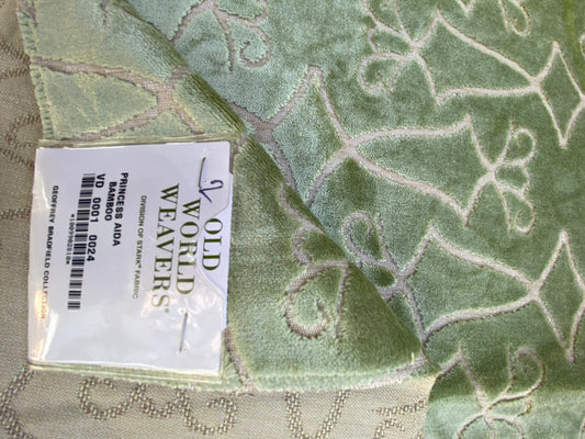 2 Berkbox74 Square Velvet by Old World Weavers Princess Aida Bamboo Green Cut Velvet Silky MSRP USD 228/Y