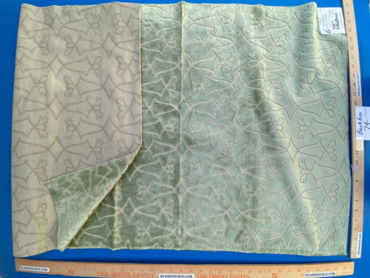 6 Berkbox74 Square Velvet by Old World Weavers Princess Aida Bamboo Green Cut Velvet Silky 1.4yd X 27" MSRP USD 265/Y