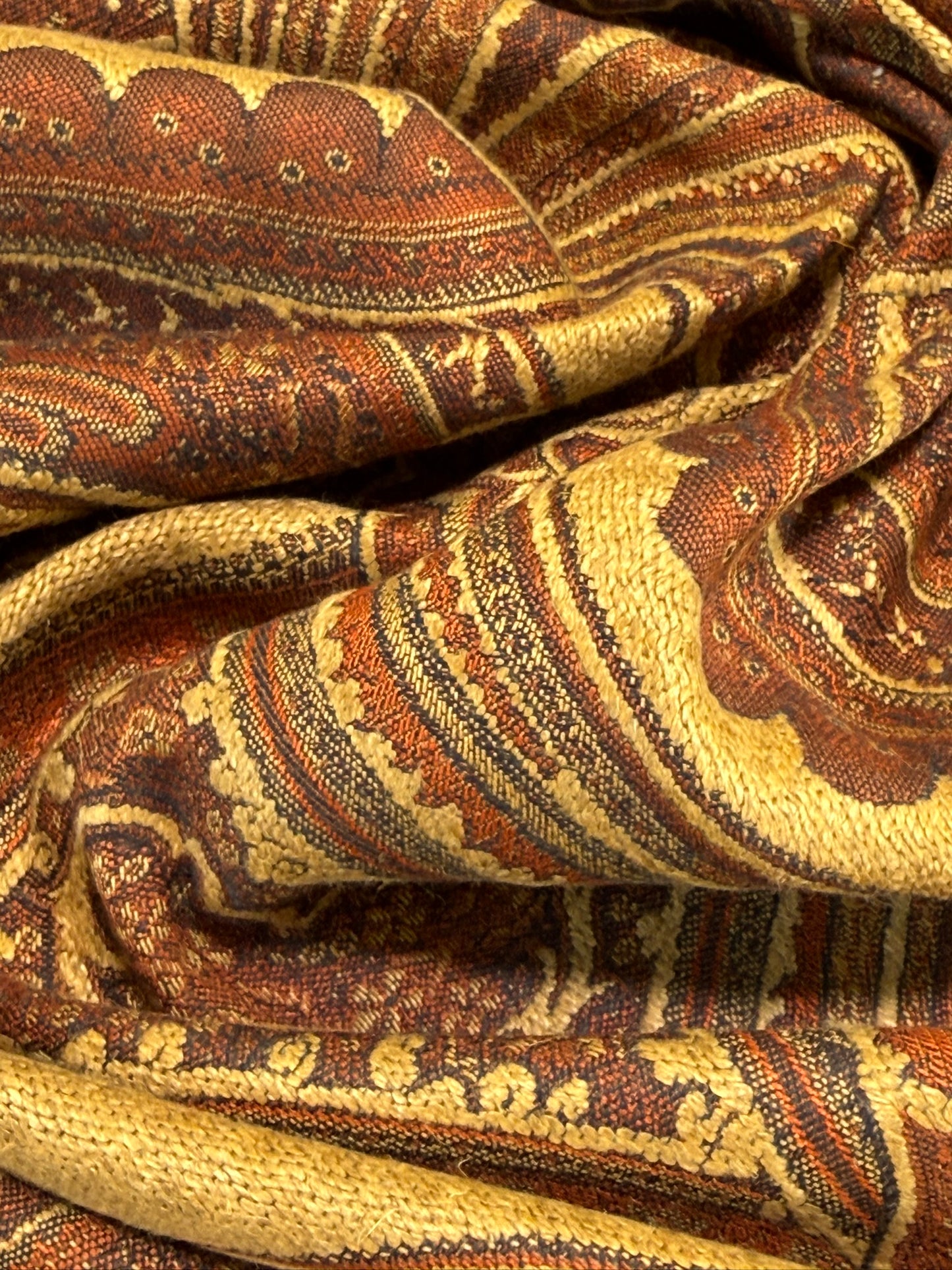 Scalamandre Balraj Rust Paisley Renaissance Historical Red Gold Linen Viscose - By The Yard -MSRP USD 384/y