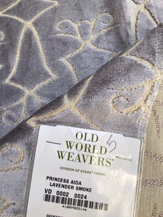 13 Berkbox74 Square Velvet by Old World Weavers Princess Aida Lavender Smoke Gray Cut Velvet Silky MSRP USD 265/Y