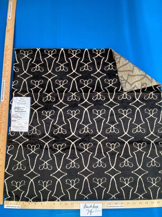 28 Berkbox74 Square Velvet by Old World Weavers Princess Aida Graphite Cut Velvet Silky Black MSRP USD 228/Y