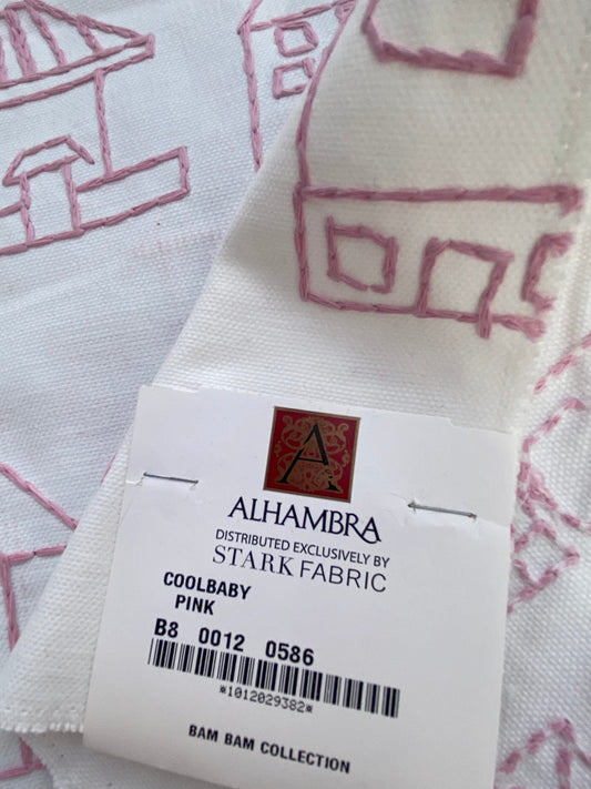 18 Berkbox75 Square Embroidery by Alhambra Coolbaby Pink on White Children MSRP USD 116/Y