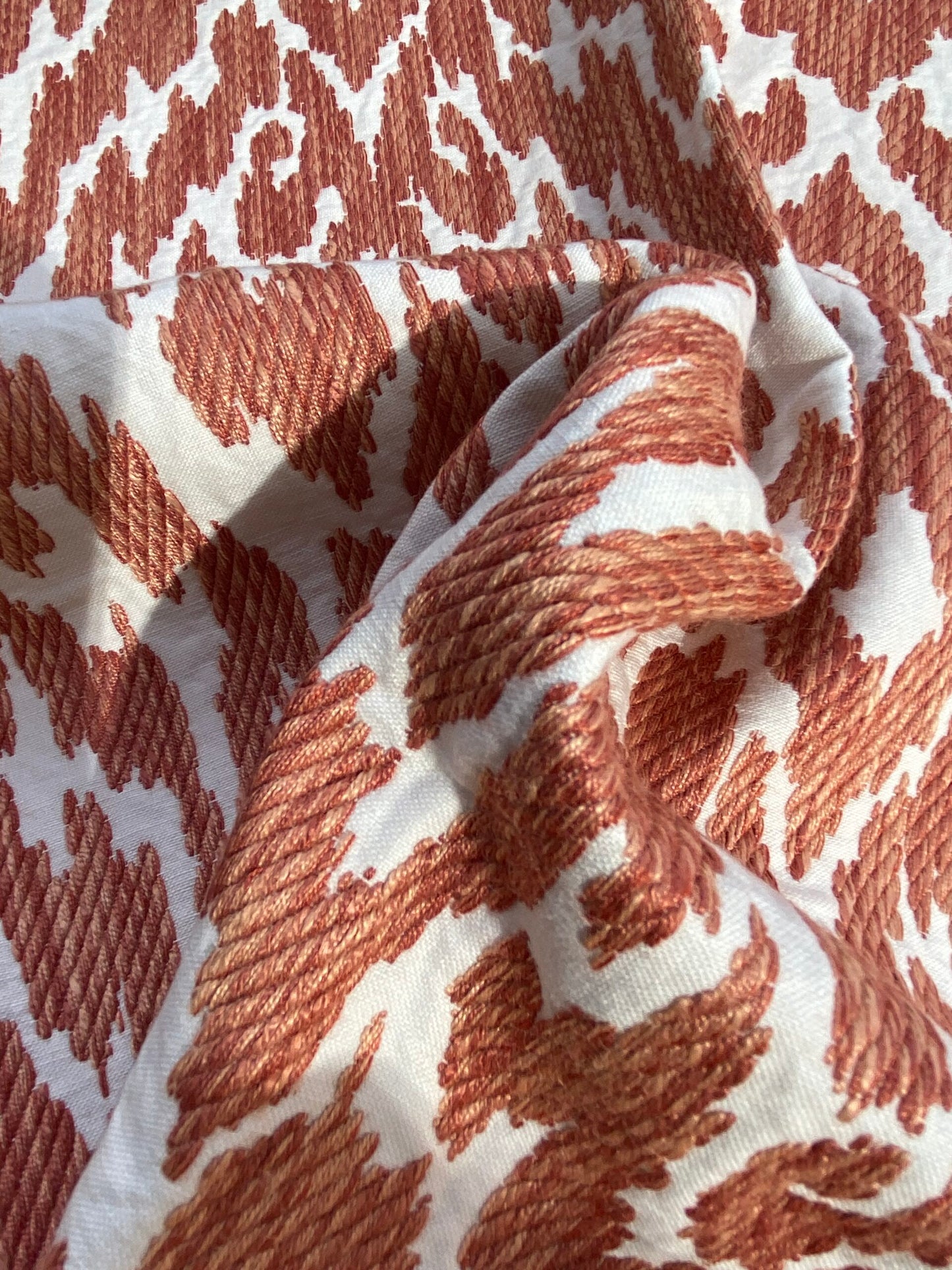 35 Berkbox75 Square Embroidery by Scalamandre Lhasa Ikat Weave Coral Orange MSRP USD 362/Y