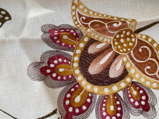 41 Berkbox75 Square Embroidery by Scalamandre Mangalore Teal/ Multi Brown White Floral MSRP USD 240/Y