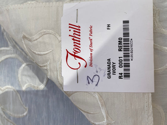 3 Berkbox76 Square Embroidery by Fonthill Granada Ivory White Peony Pomegranate Embroidery Linen Sheer MSRP USD 230y