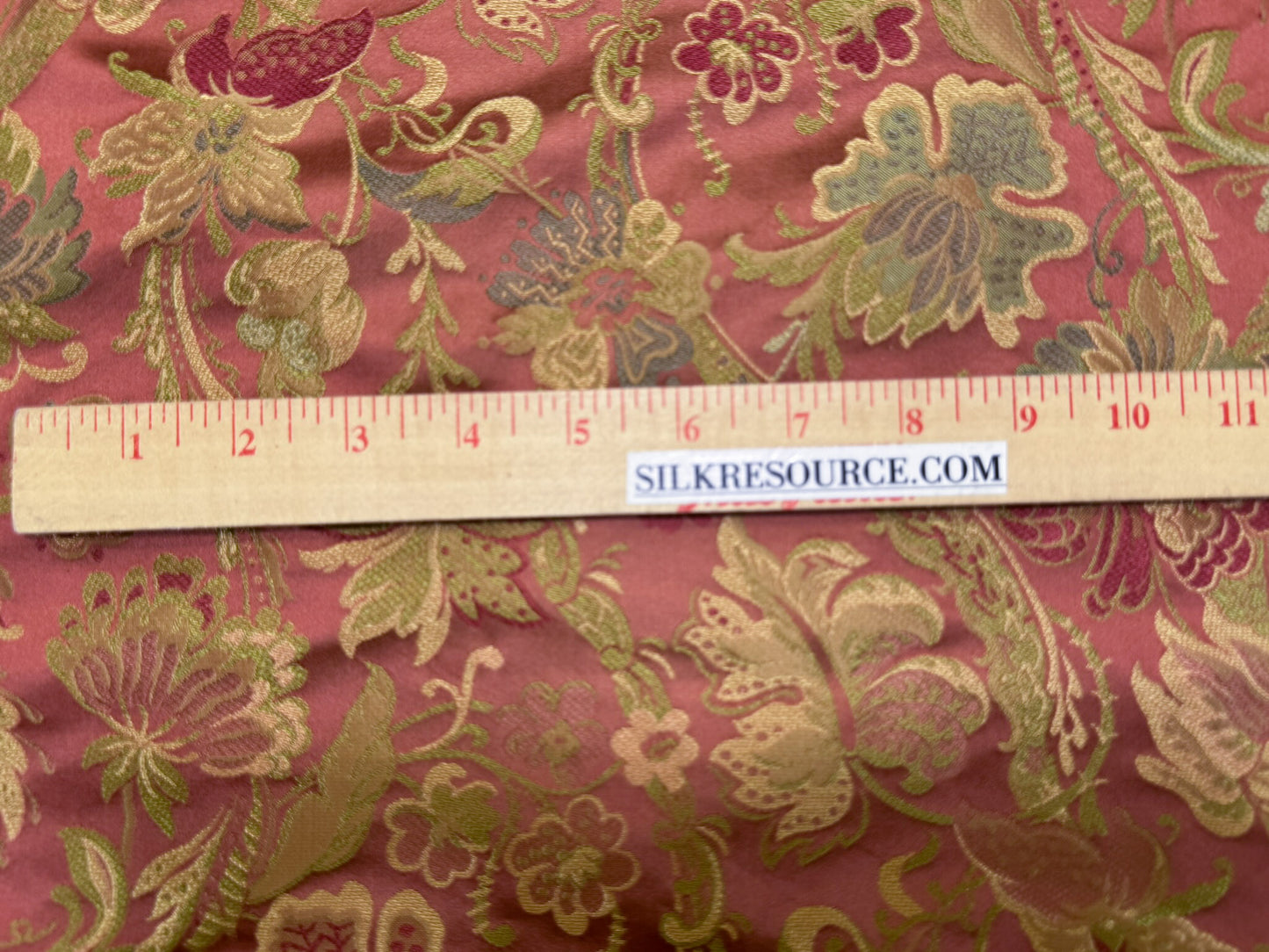 Fairy Tale Garden 100% Silk Lampas Floral Historical William Morris Red Pink Gold Green Blue Rainbow -By The Yard