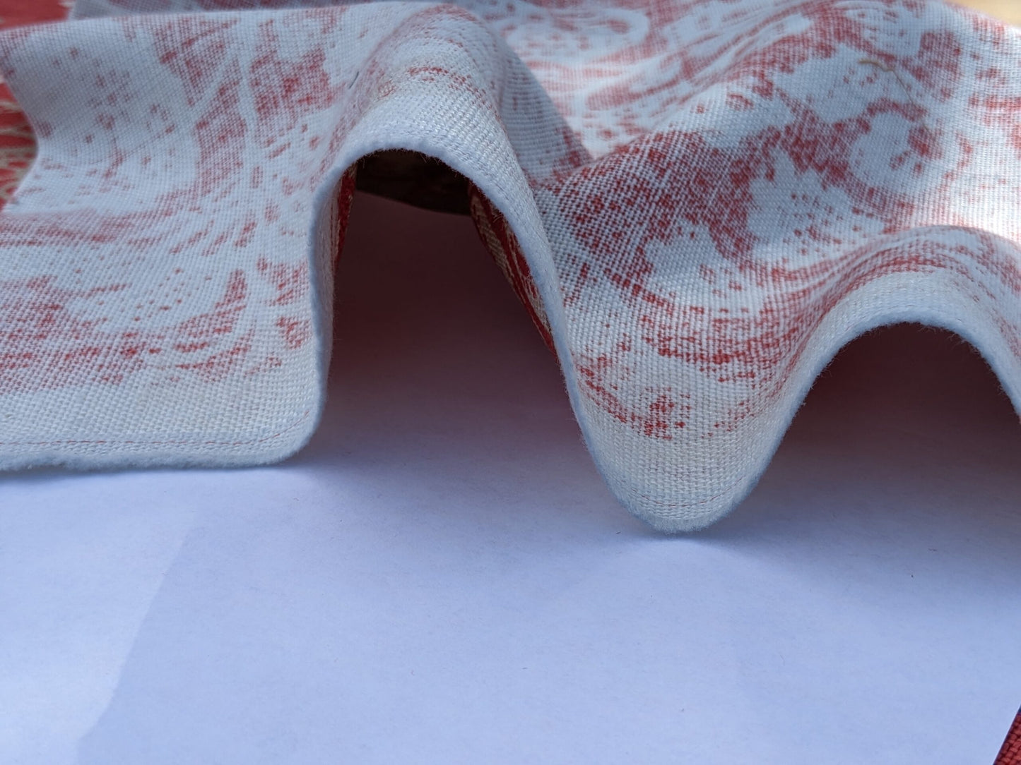 Scalamandre CALAIS LINEN PRINT in Coral Pink Red Mediterrinan Pomegranite Block Print Heavy Linen MSRP USD300+/y