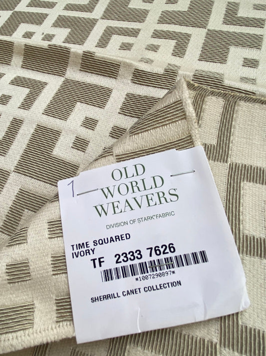 13 Berkbox76 Square Jacquard by Old World Weavers Time Squared Ivory White Cream Beige Contemporary Geometric MSRP USD 292/y