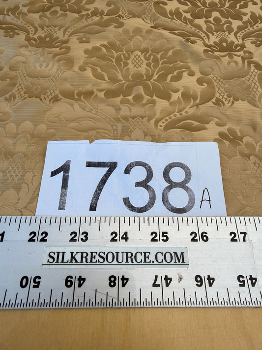 0.76 yards High End Veranda Renaissance Damask 100% Silk Pale Yellow Gold