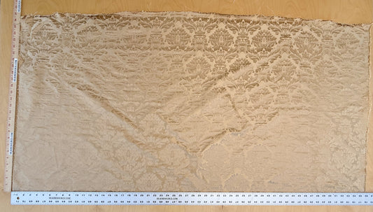 0.76 yards High End Veranda Renaissance Damask 100% Silk Pale Yellow Gold