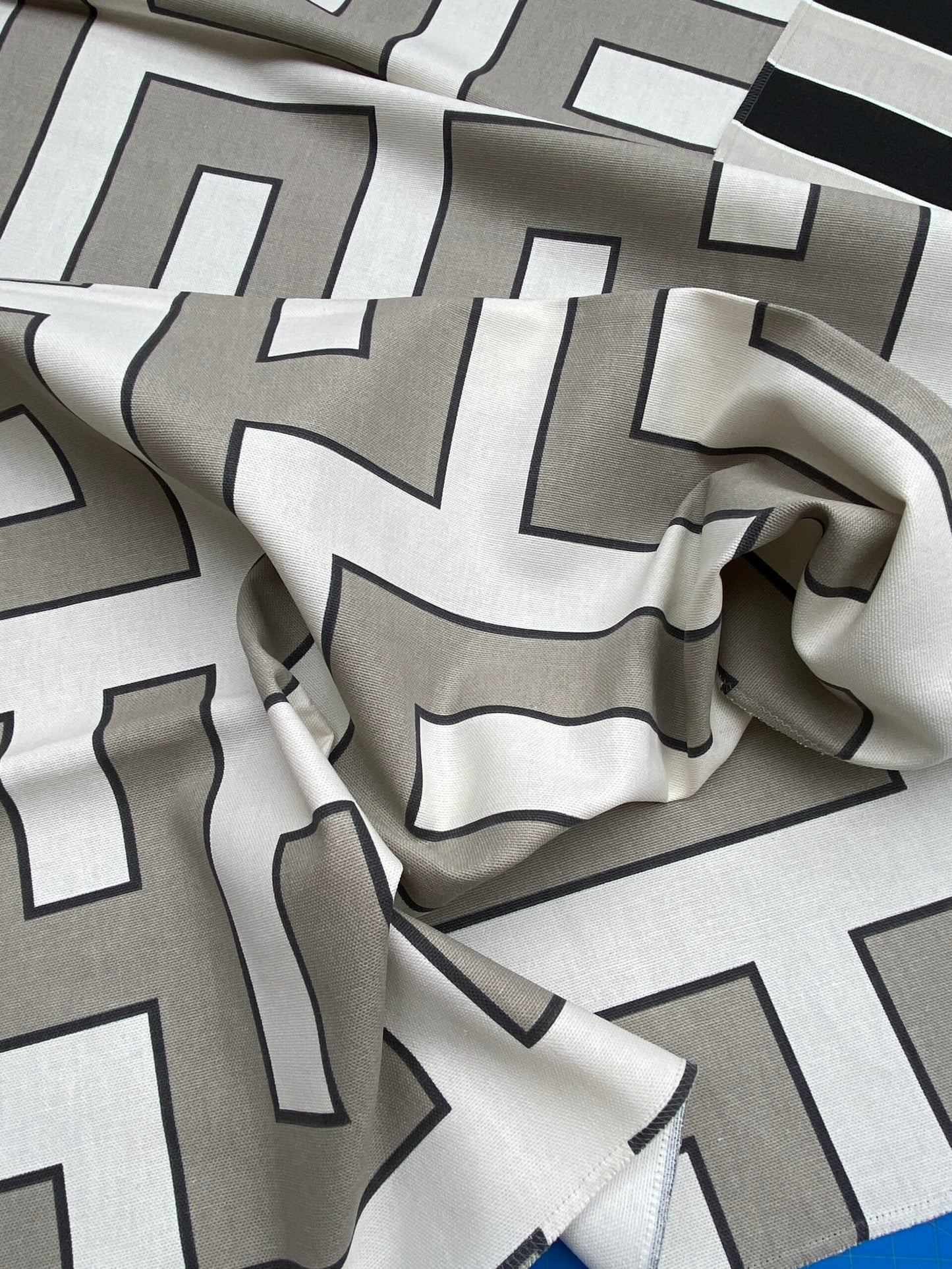 1 Berkbox77 Square Printed Fabrics by Grey Watkins Long Garden Grey Cream White Black Geometric MSRP USD156/y