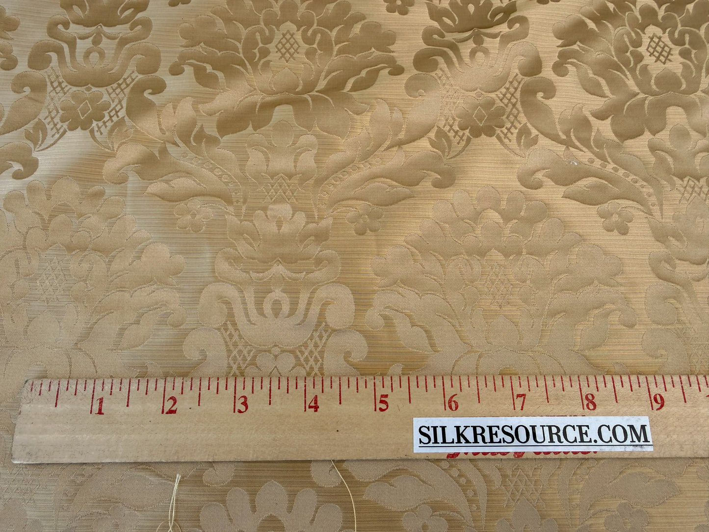0.76 yards High End Veranda Renaissance Damask 100% Silk Pale Yellow Gold