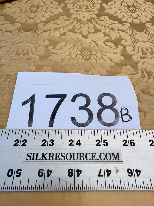 0.88 yards High End Veranda Renaissance Damask 100% Silk Pale Yellow Gold