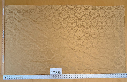 0.88 yards High End Veranda Renaissance Damask 100% Silk Pale Yellow Gold