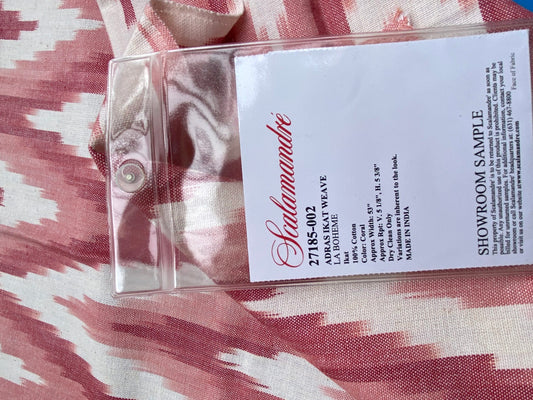 8 Berkbox77 Square Printed Fabrics by Scalamandre Adras Ikat Weave Coral Red Orange White Cotton MSRP USD150/y