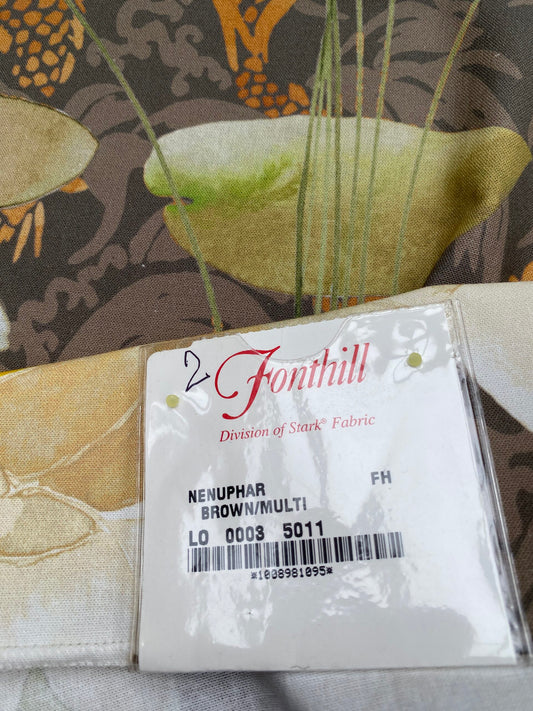 15 Berkbox77 Square Printed Fabrics by Nenuphar Brown/Multi Lotus Pond Koi Fish Cotton 1yd x 26" MSRP USD196/y